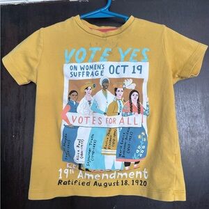 Piccolina 4T Vote Yes Graphic Kids T-Shirt play condition yellow womens suffrage
